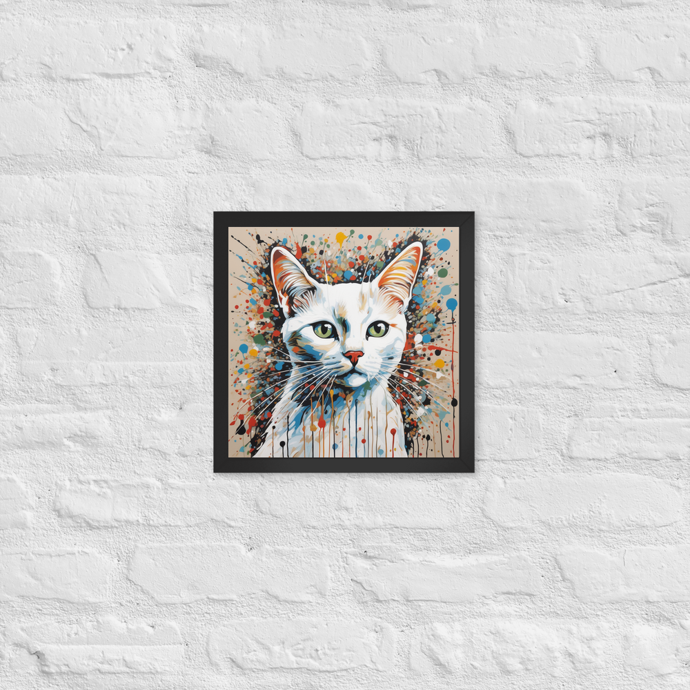PugMug Custom White Companion Cat Framed Print