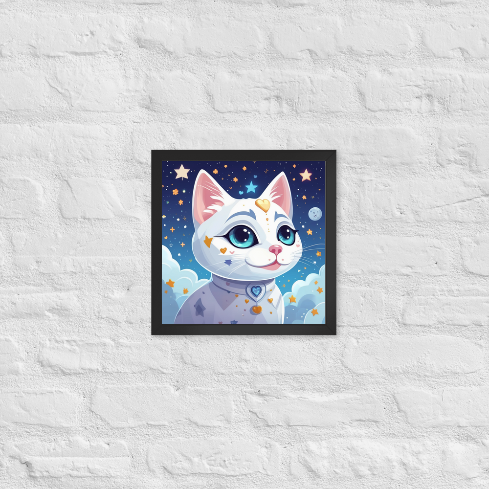 PugMug Custom White Companion Cat Framed Print