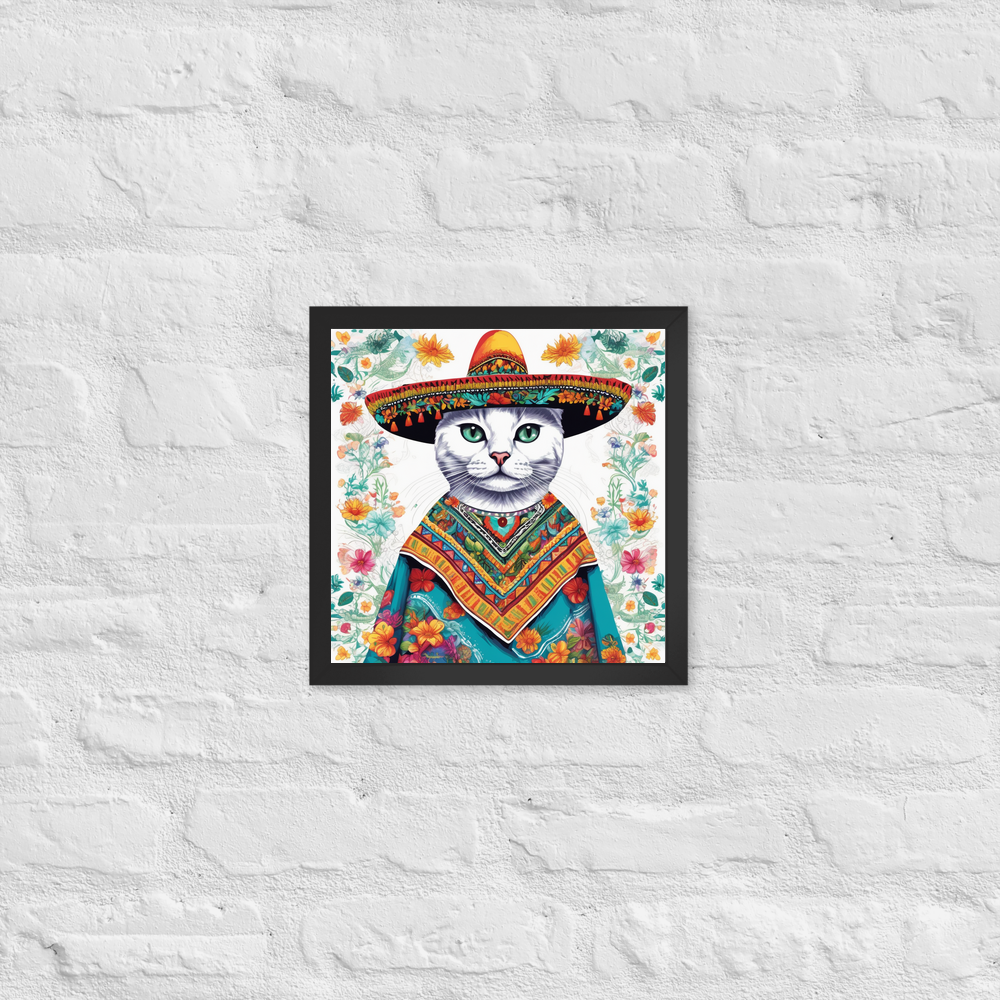 PugMug Custom White Companion Cat Framed Print