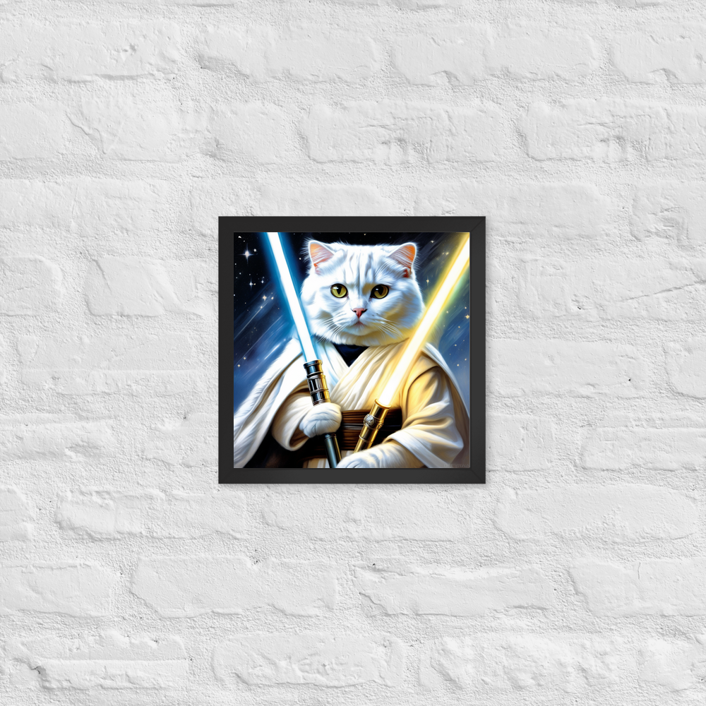 PugMug Custom White Scottish Fold Cat Framed Print
