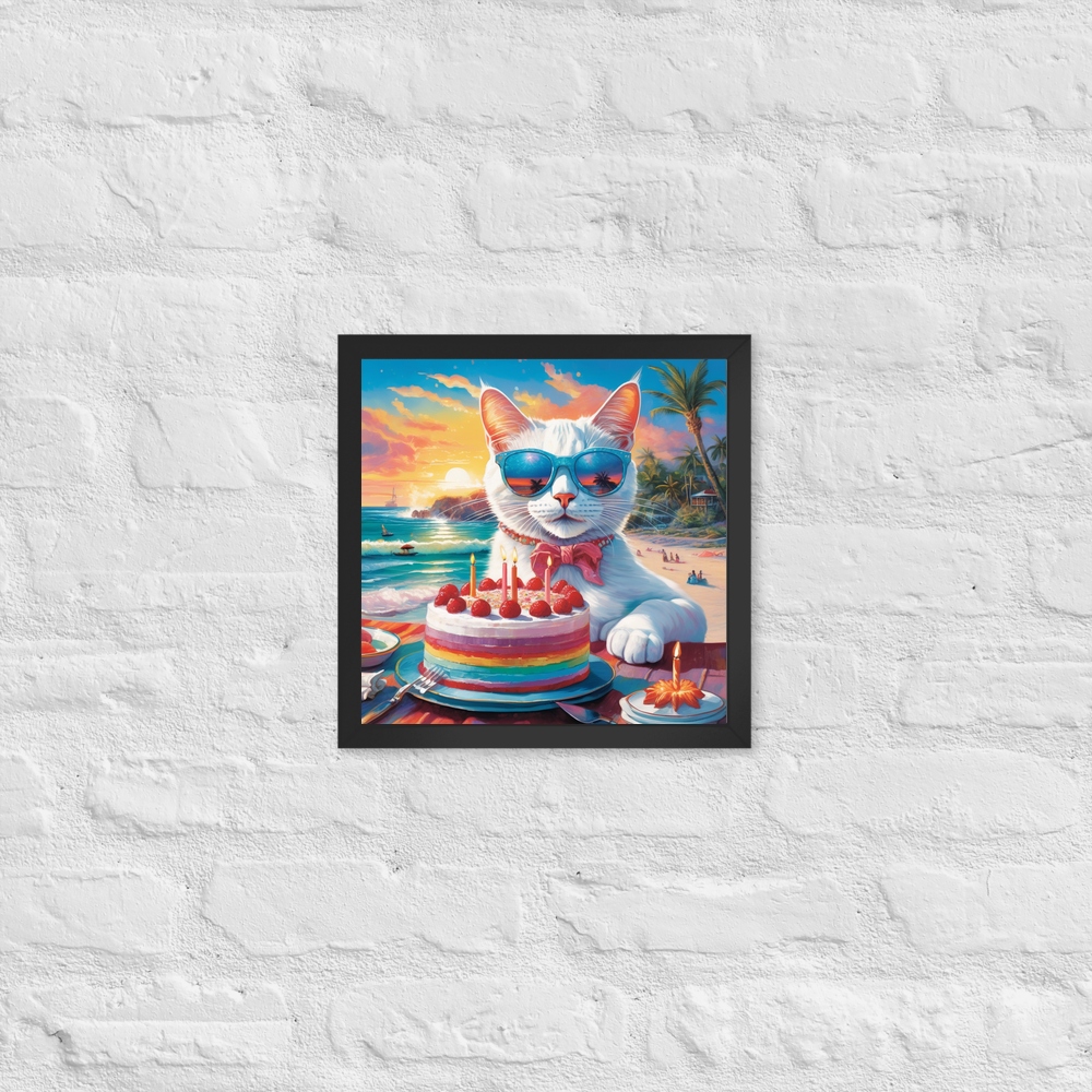 PugMug Custom White Companion Cat Framed Print
