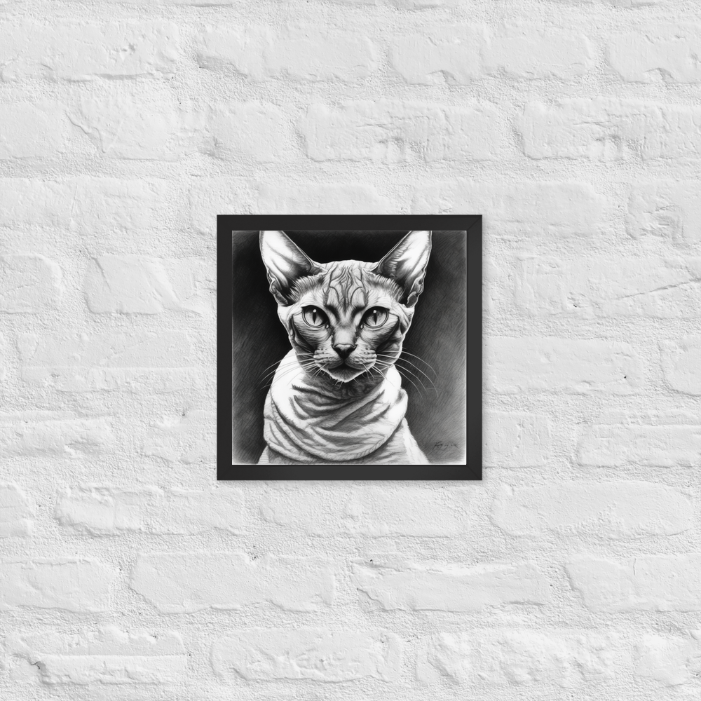 PugMug Custom Tabby Devon Rex Cat Framed Print
