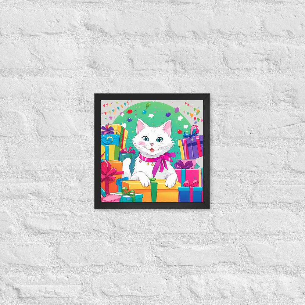 PugMug Custom White Companion Cat Framed Print