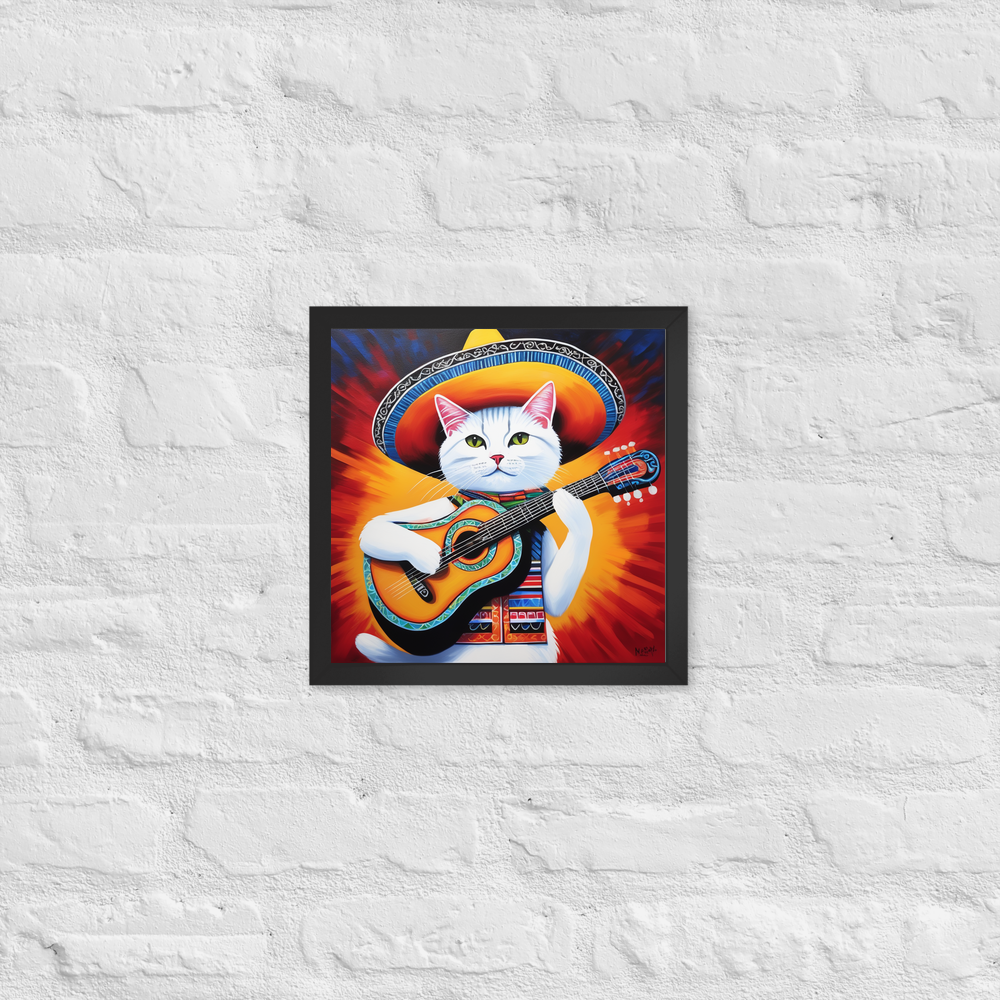 PugMug Custom White Companion Cat Framed Print