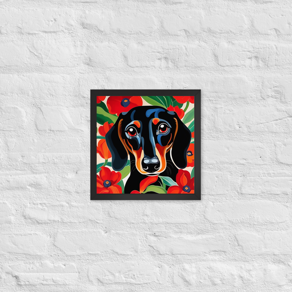PugMug Custom Black Dachshund Framed Print