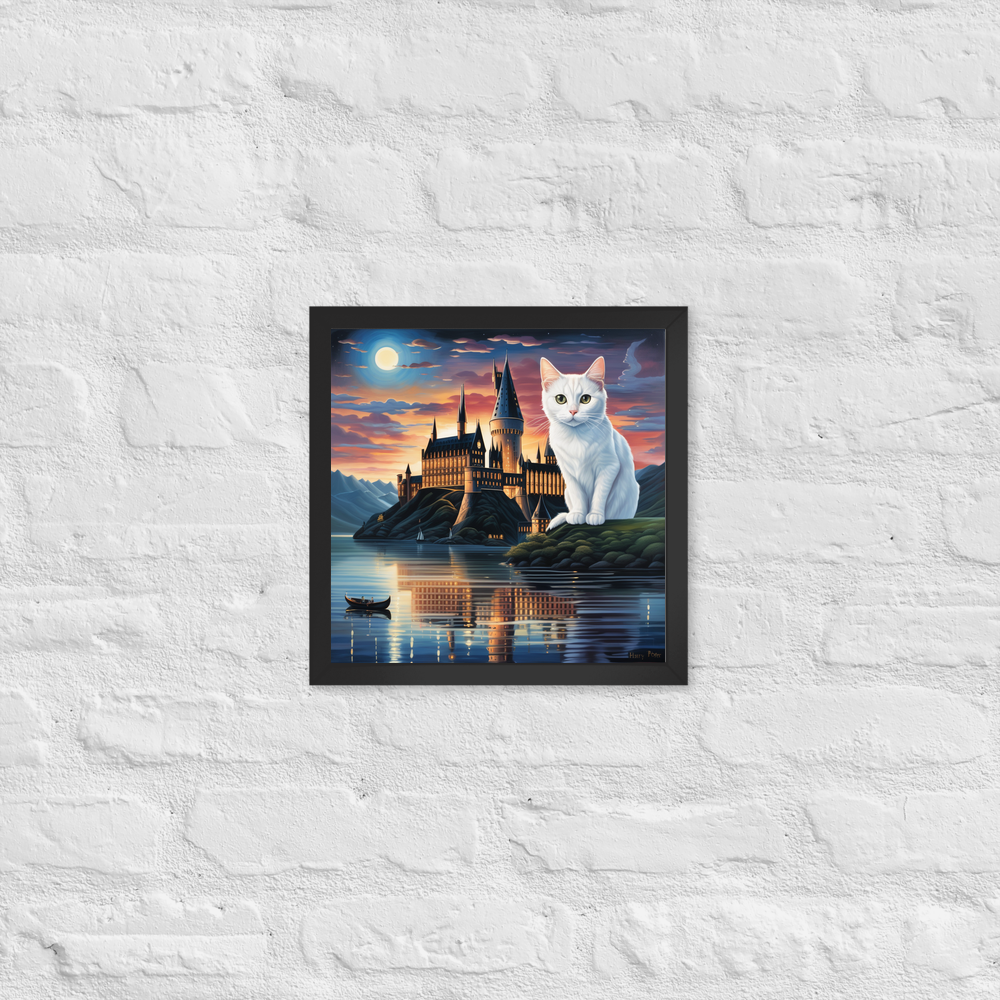 PugMug Custom White Companion Cat Framed Print