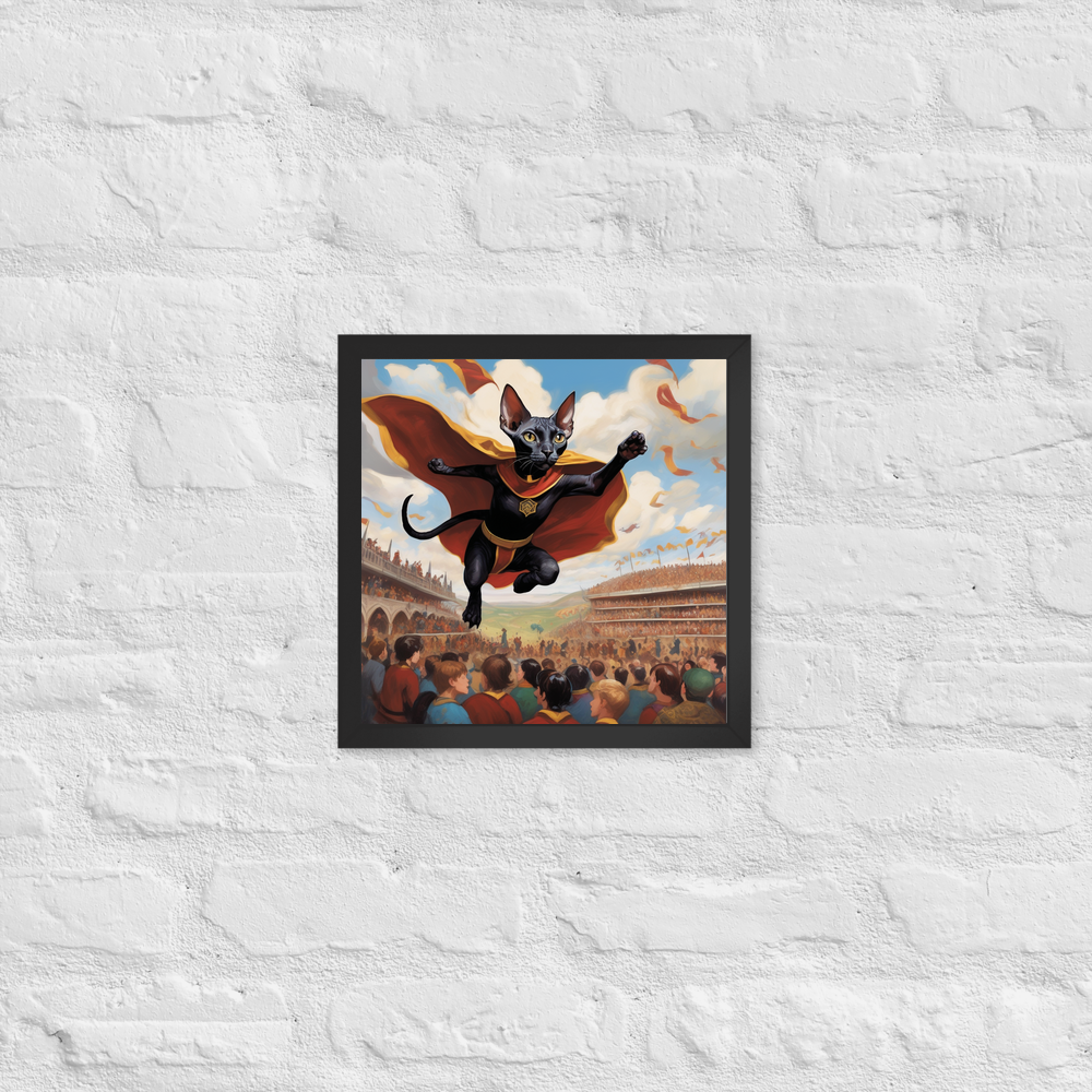 PugMug Custom Black Sphynx Cat Framed Print