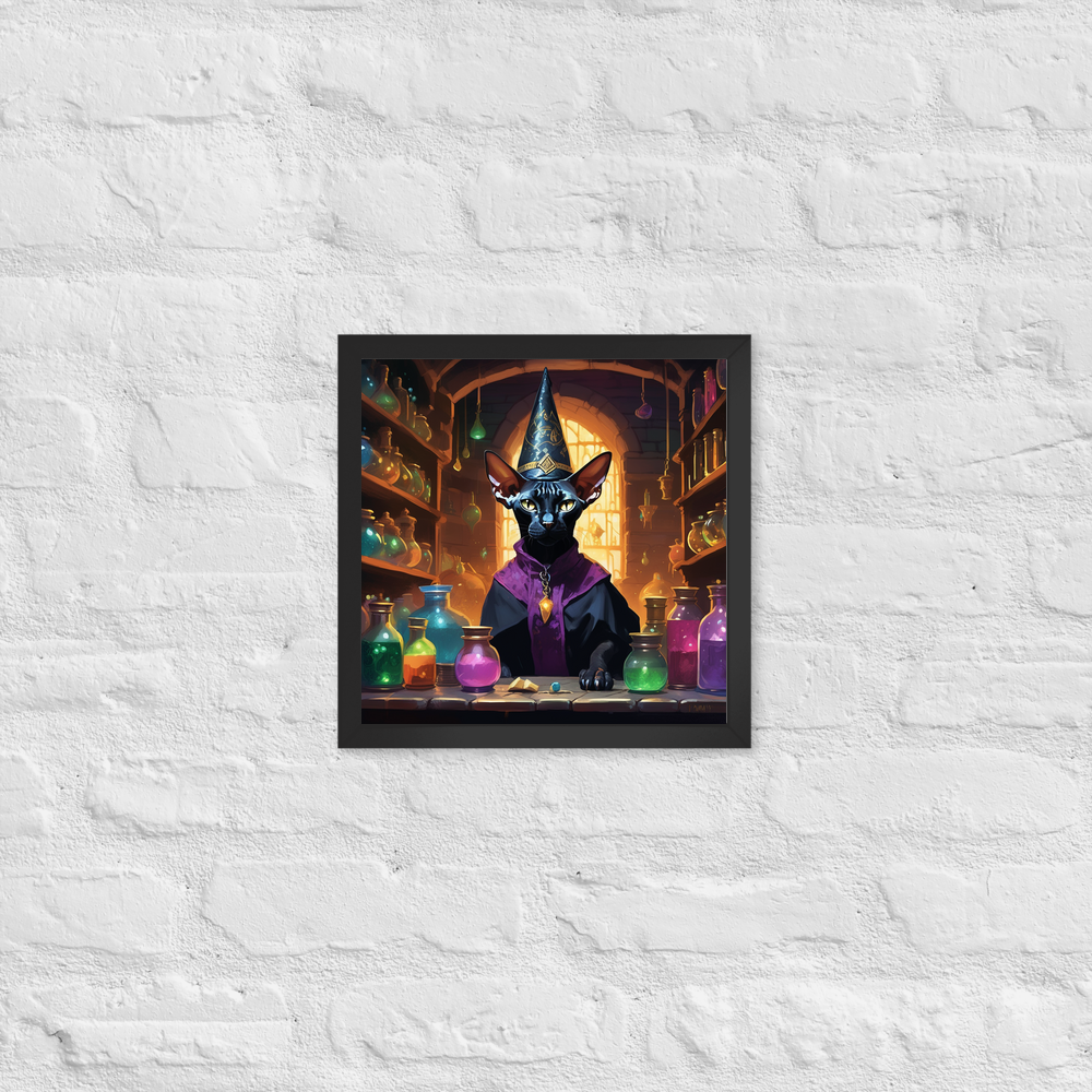 PugMug Custom Black Sphynx Cat Framed Print