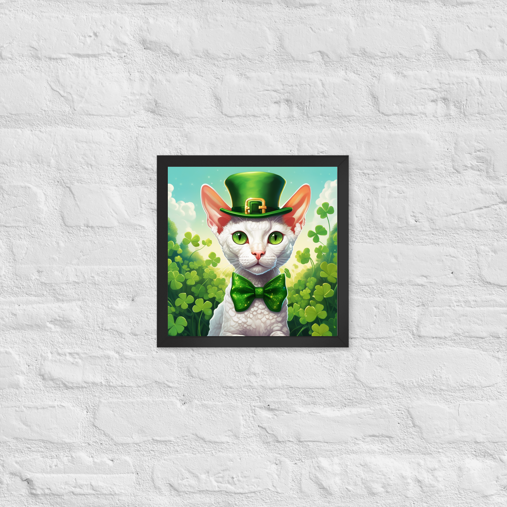 PugMug Custom White Devon Rex Cat Framed Print