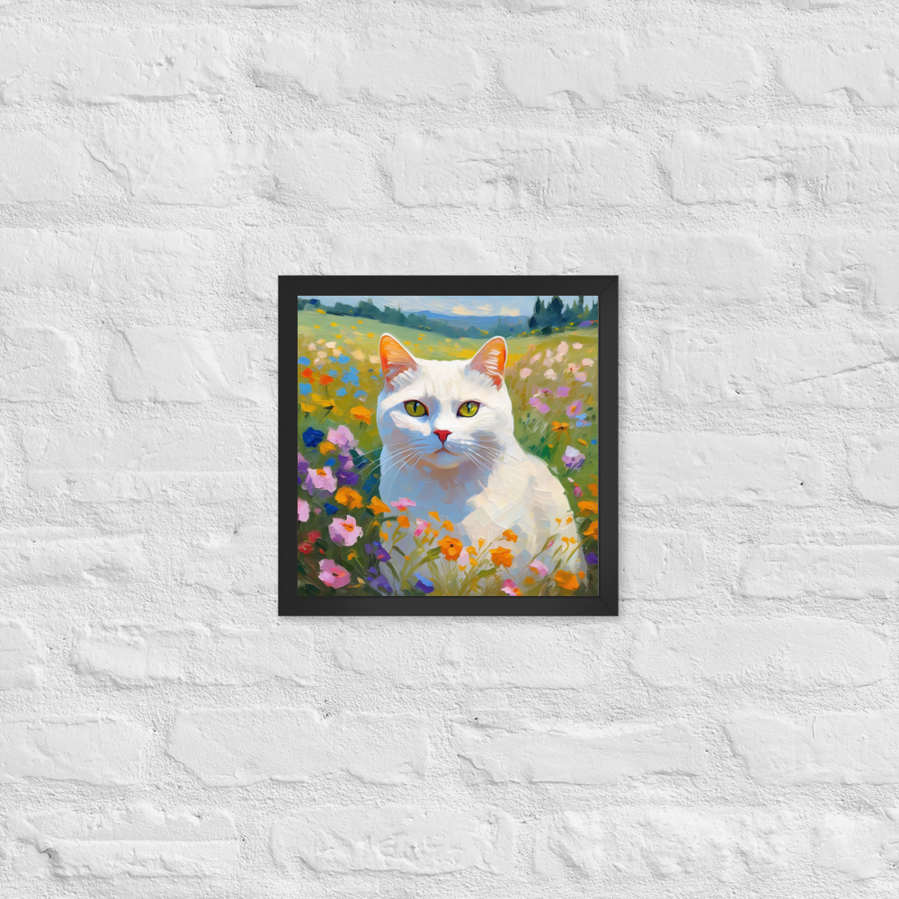 PugMug Custom White British Shorthair Cat Framed Print