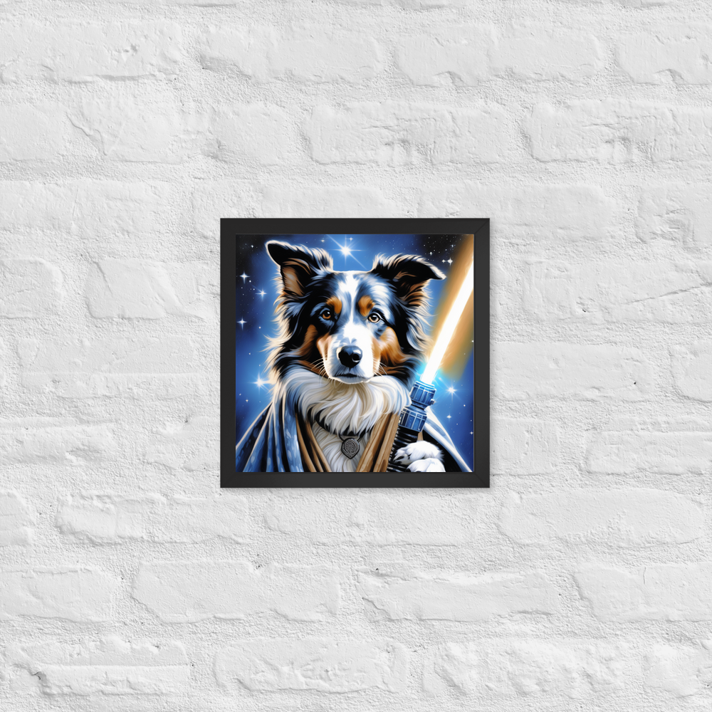 PugMug Custom Blue Merle Border Collie Framed Print