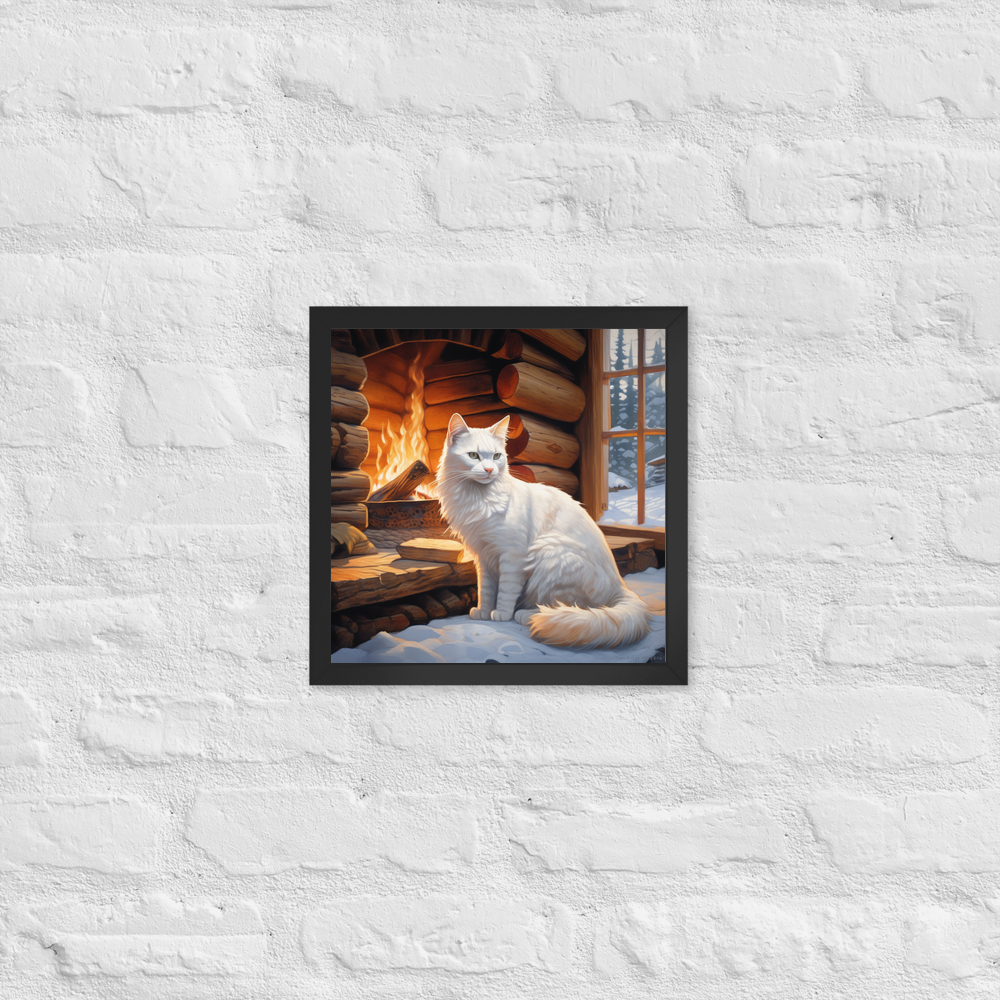 PugMug Custom White Companion Cat Framed Print