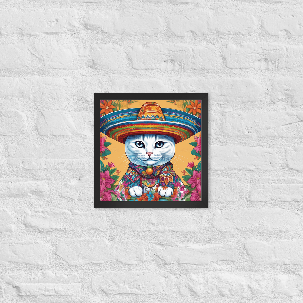 PugMug Custom White Companion Cat Framed Print