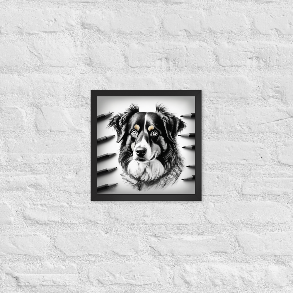 PugMug Custom Miniature American Shepherd Framed Print