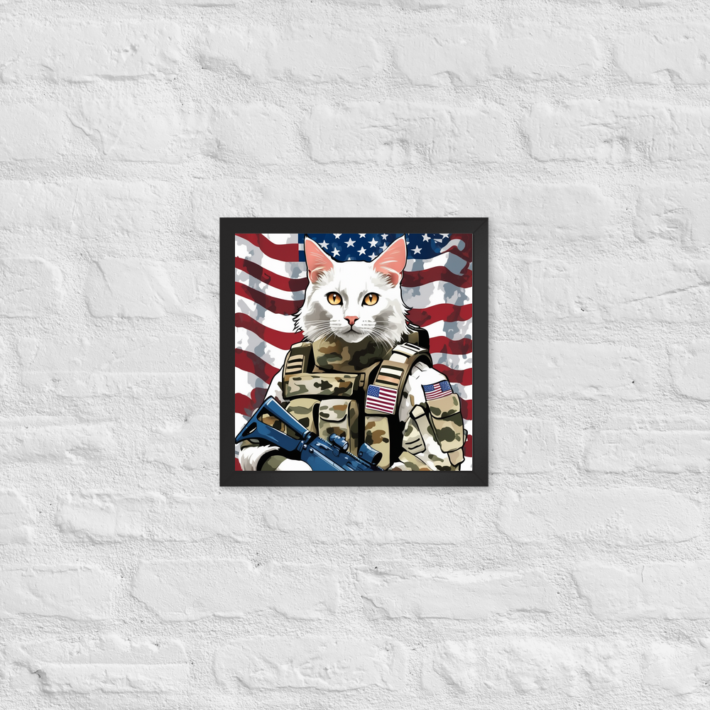 PugMug Custom White Companion Cat Framed Print