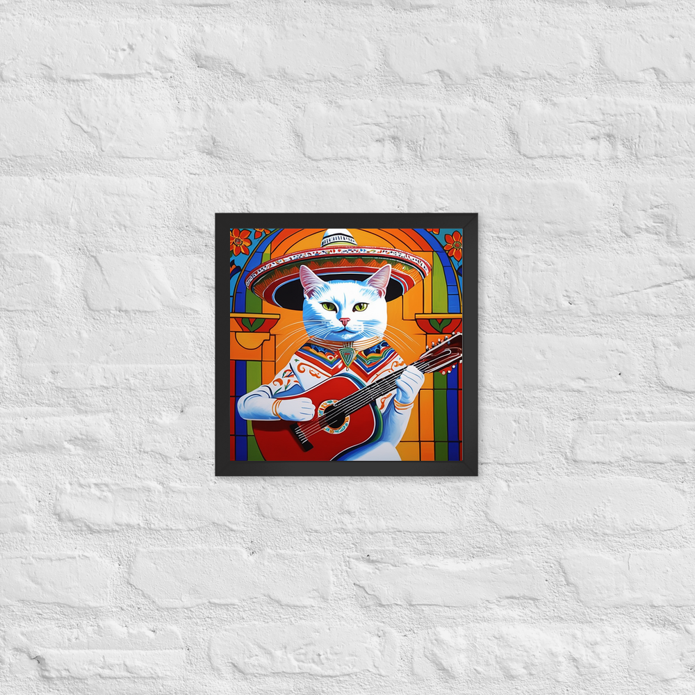 PugMug Custom White Companion Cat Framed Print