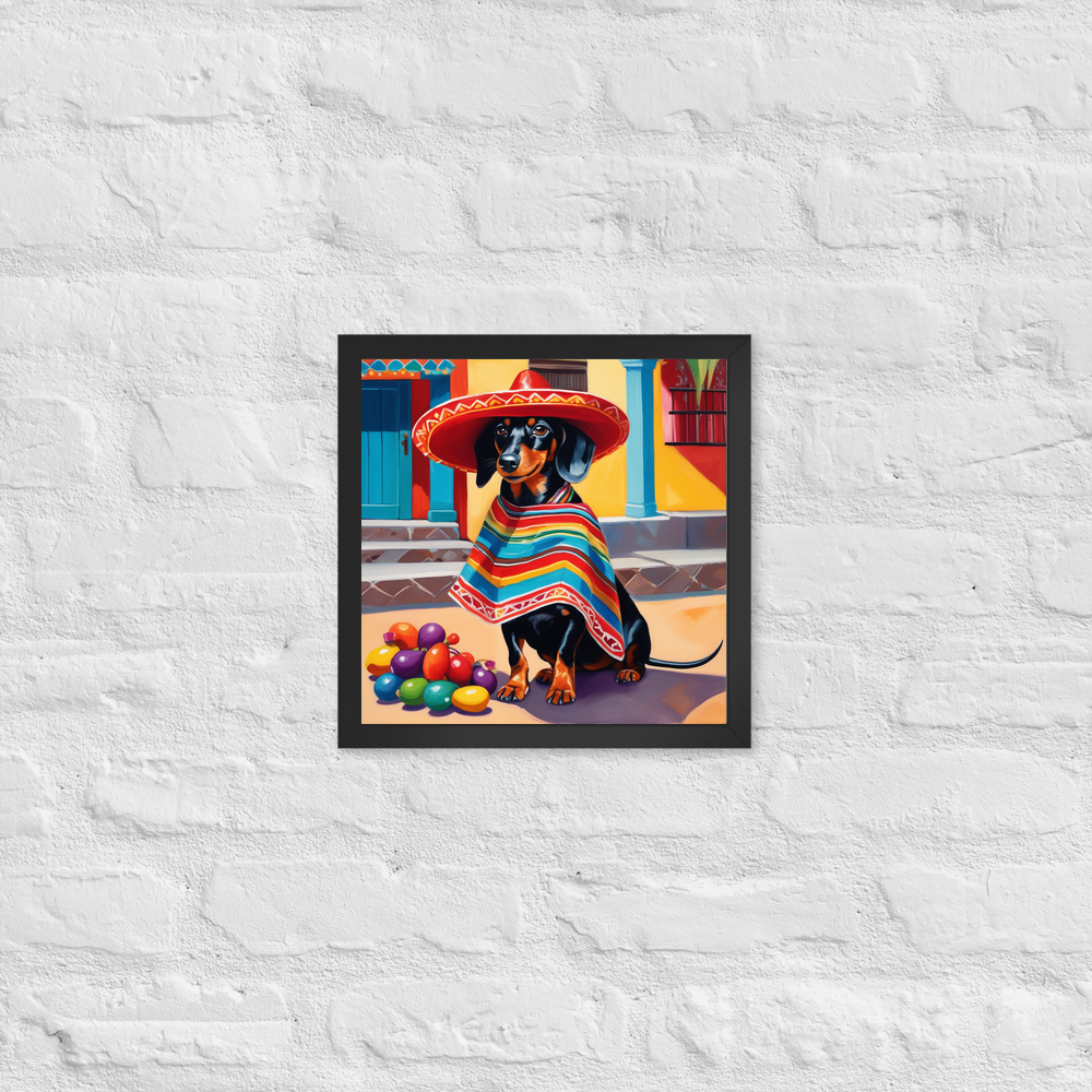 PugMug Custom Black Dachshund Framed Print