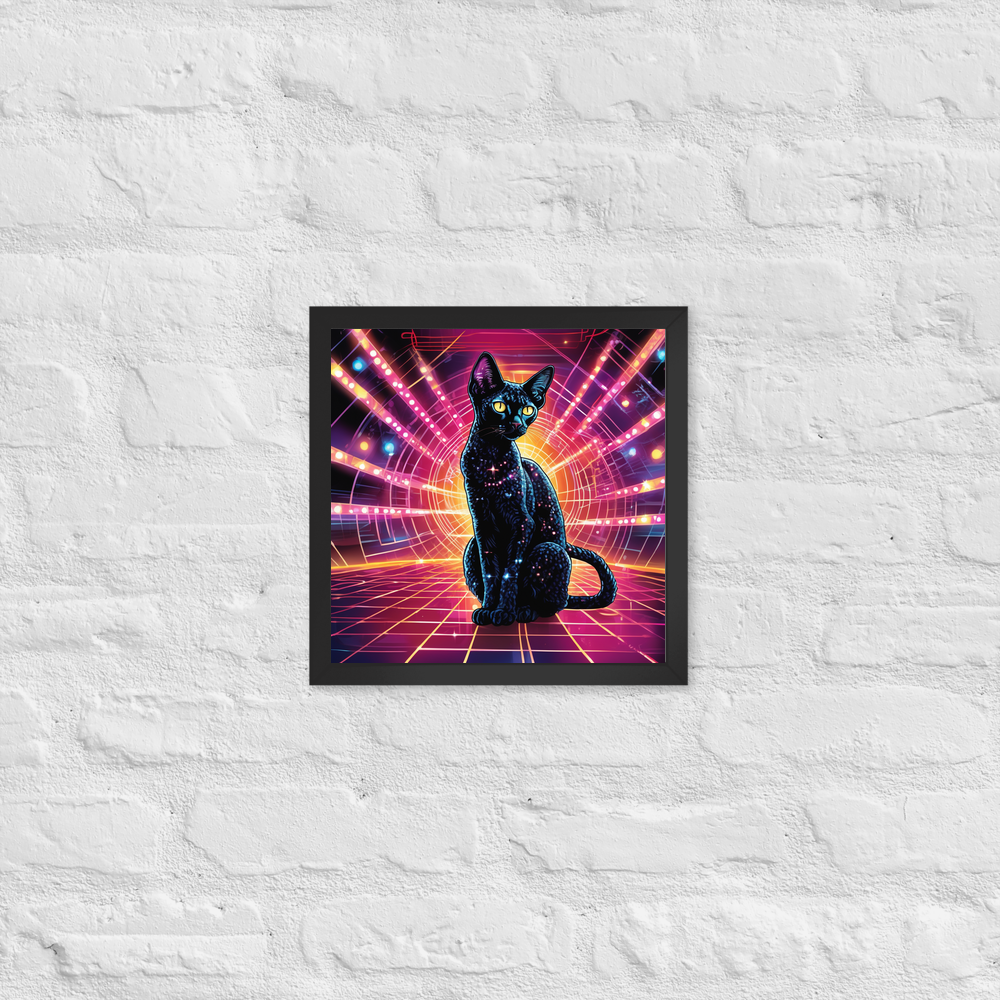 PugMug Custom Black Devon Rex Cat Framed Print