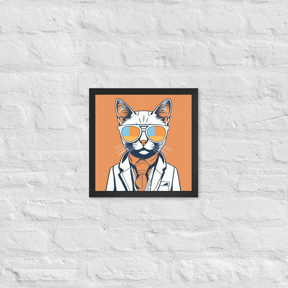 PugMug Custom White Companion Cat Framed Print