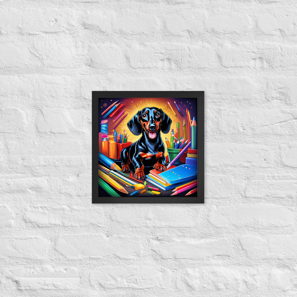 PugMug Custom Black Dachshund Framed Print