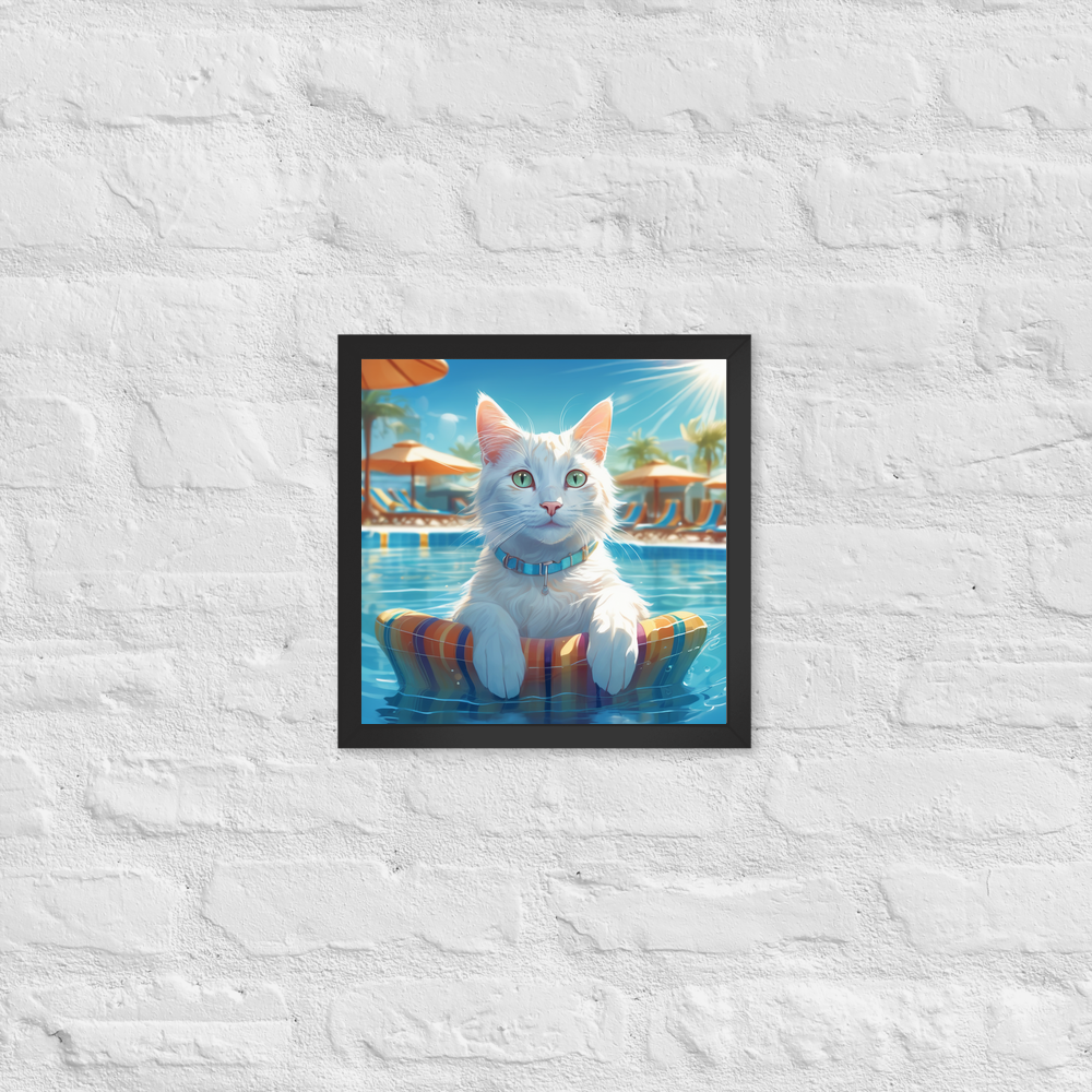 PugMug Custom White Companion Cat Framed Print