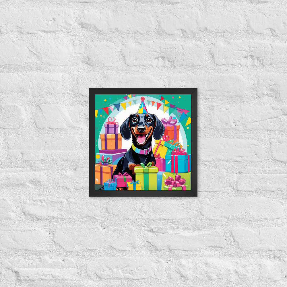 PugMug Custom Black Dachshund Framed Print