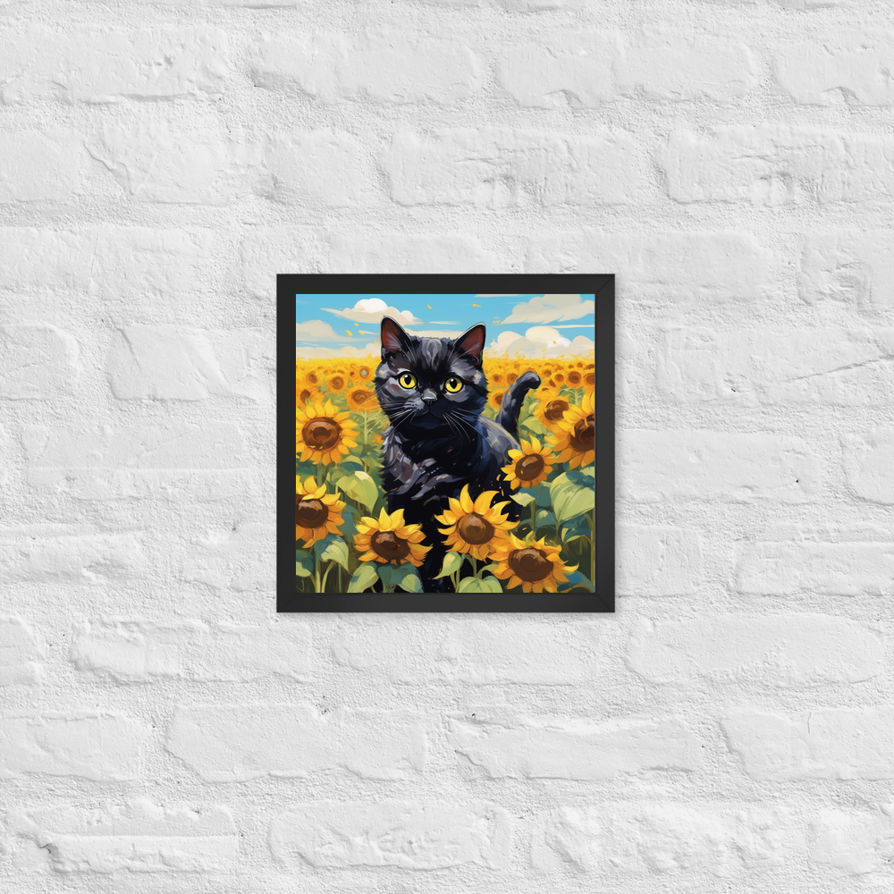 PugMug Custom Black Scottish Fold Cat Framed Print