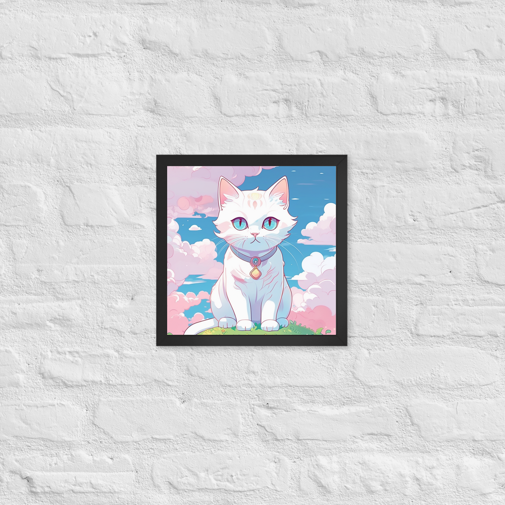 PugMug Custom White Companion Cat Framed Print