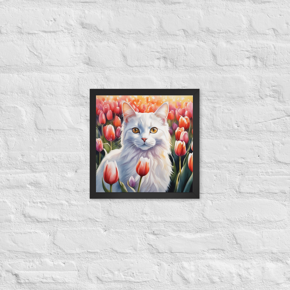 PugMug Custom White Companion Cat Framed Print