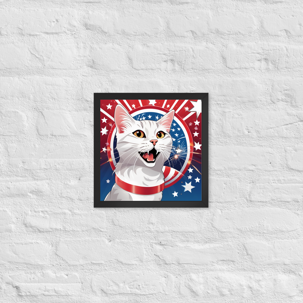 PugMug Custom White Companion Cat Framed Print