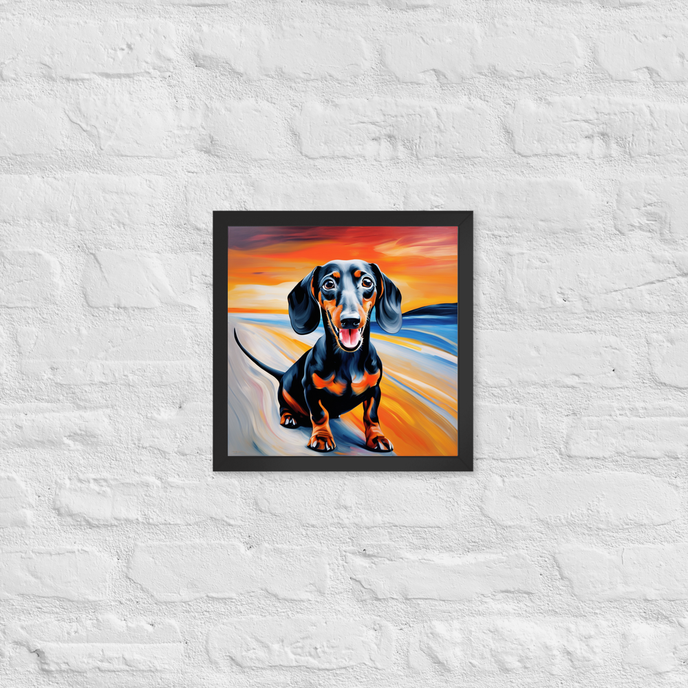 PugMug Custom Black Dachshund Framed Print