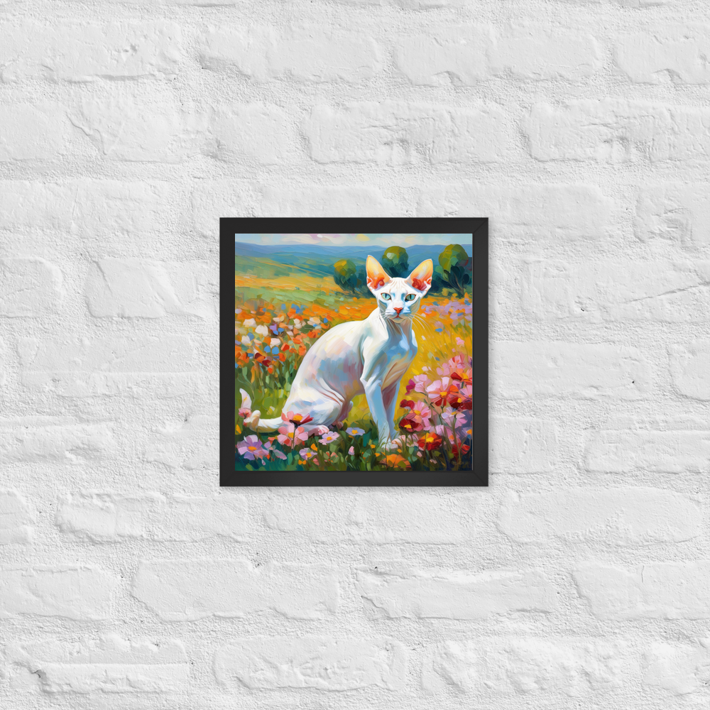 PugMug Custom White Sphynx Cat Framed Print