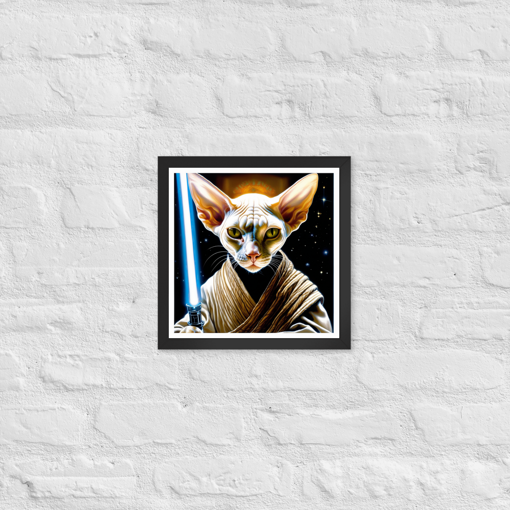 PugMug Custom White Sphynx Cat Framed Print