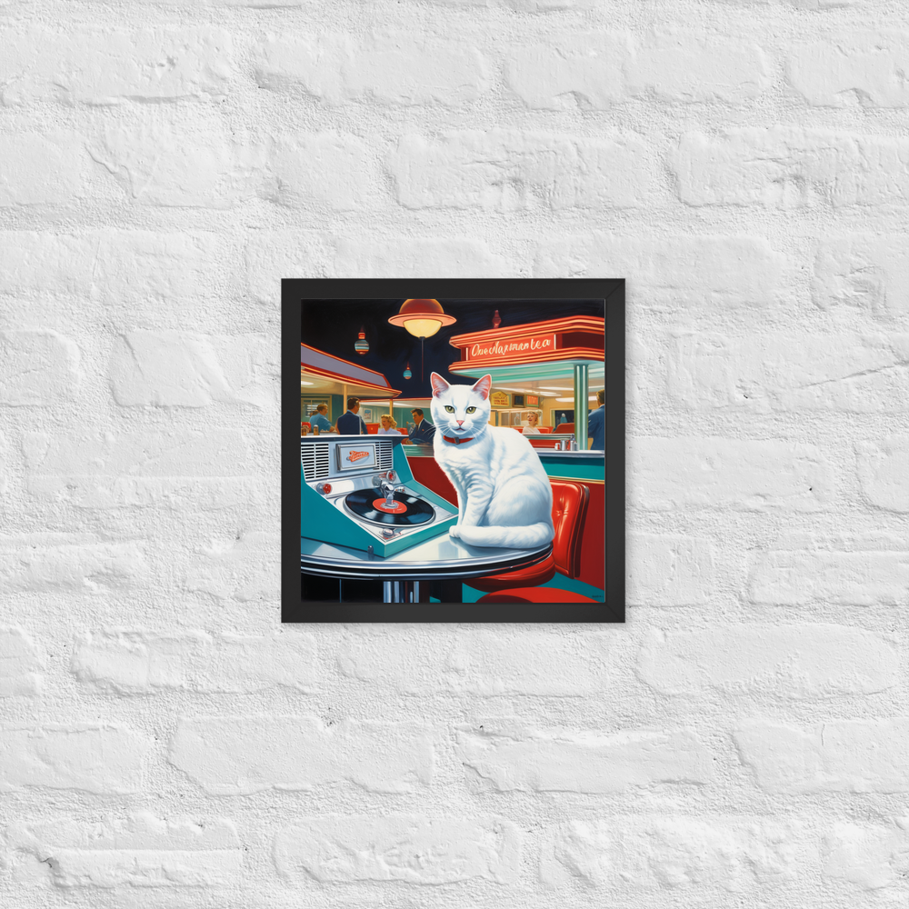 PugMug Custom White Companion Cat Framed Print