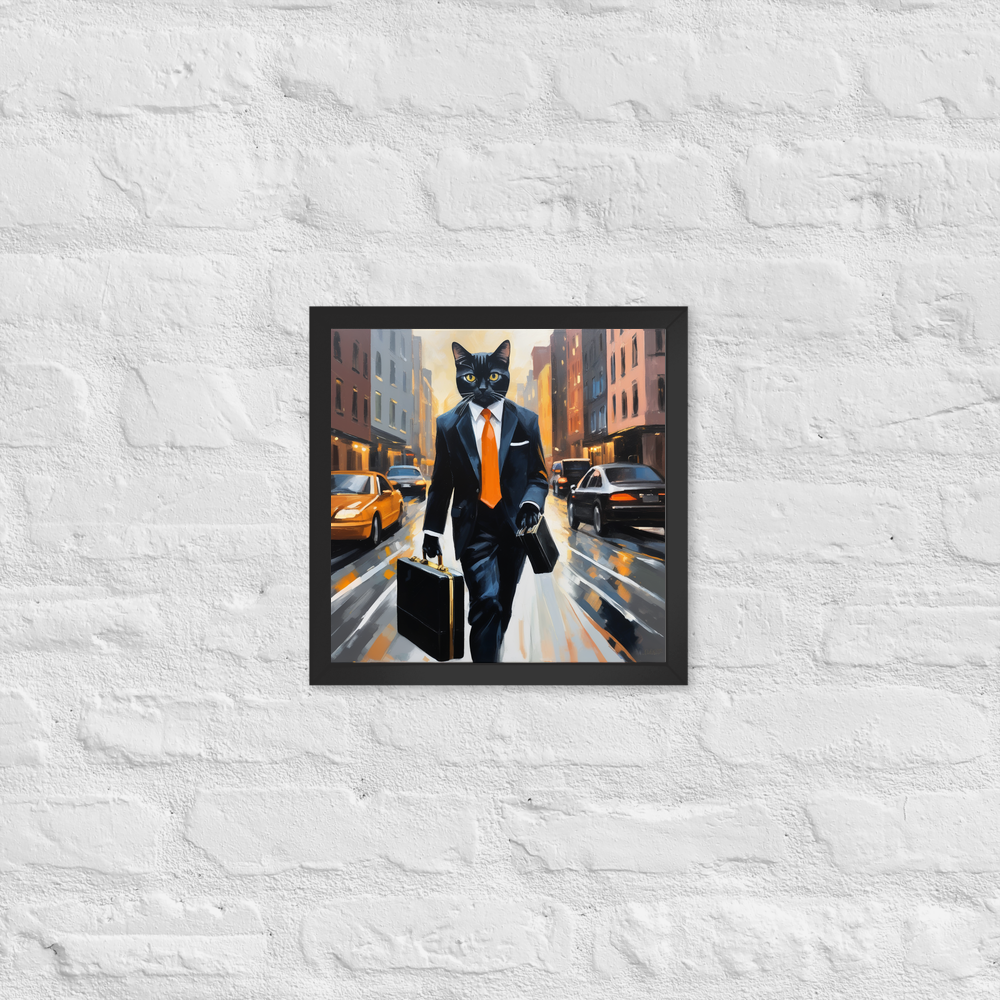 PugMug Custom Black American Shorthair Cat Framed Print