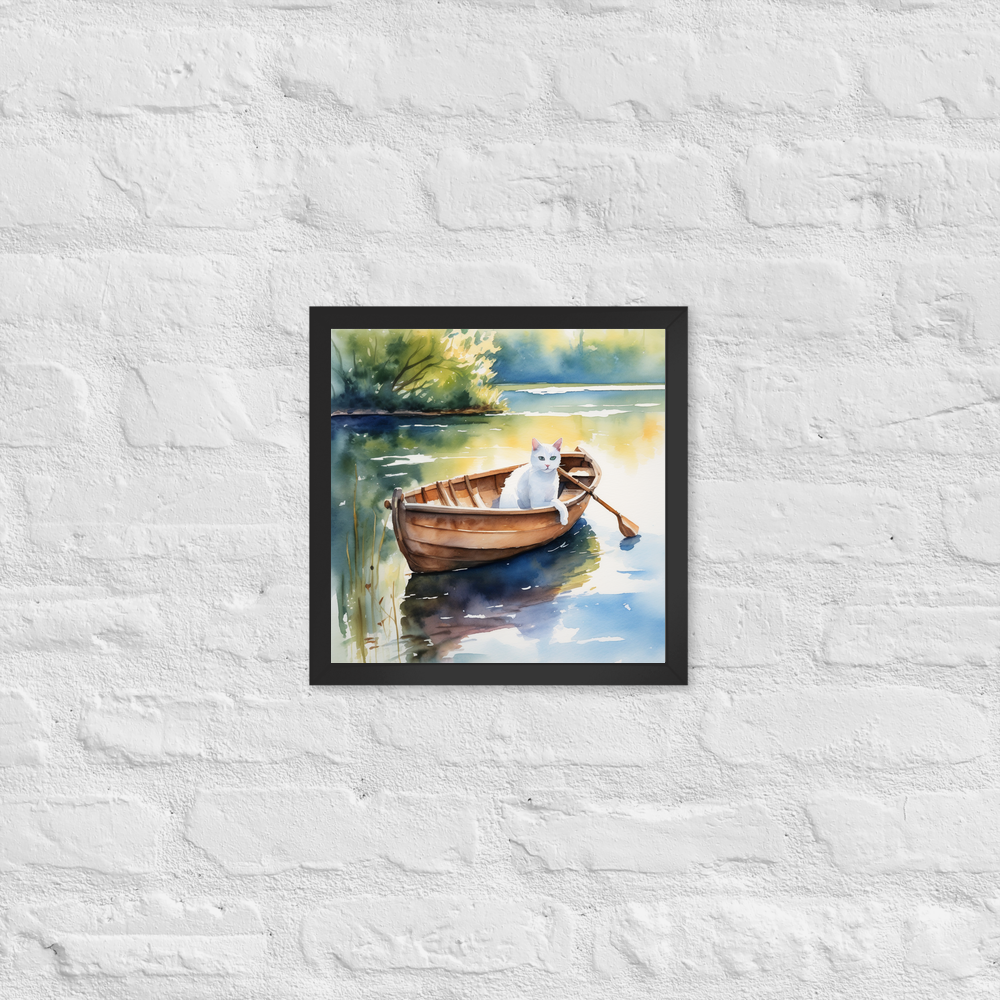 PugMug Custom White Companion Cat Framed Print