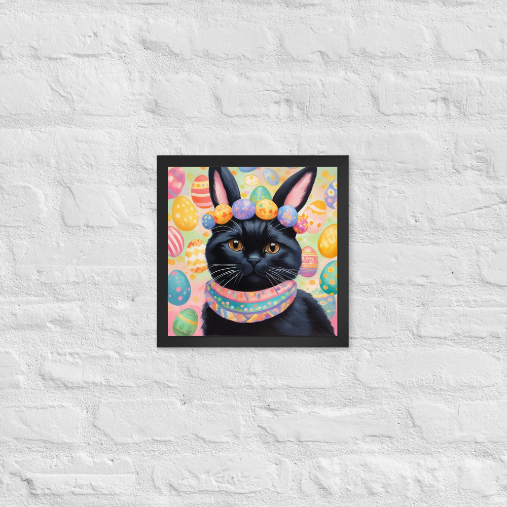 PugMug Custom Black Scottish Fold Cat Framed Print