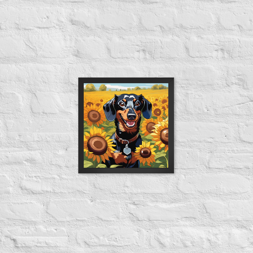 PugMug Custom Black Dachshund Framed Print