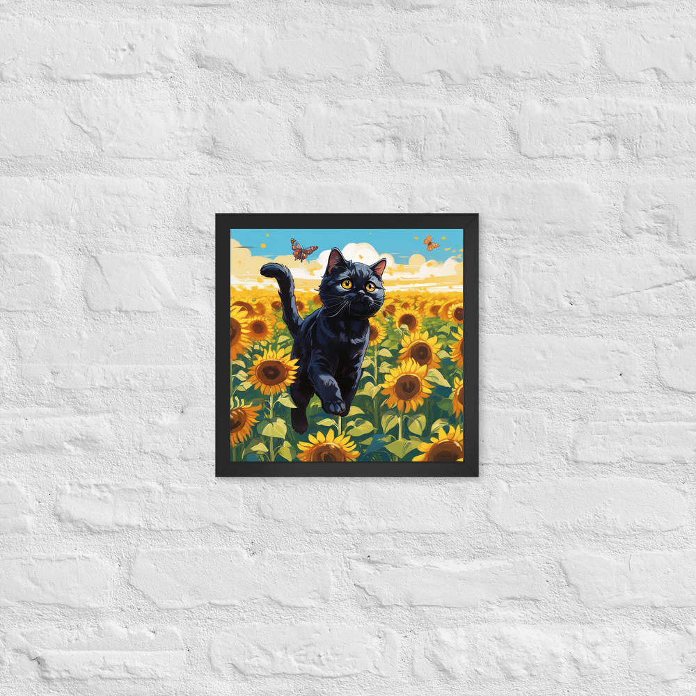 PugMug Custom Black Scottish Fold Cat Framed Print