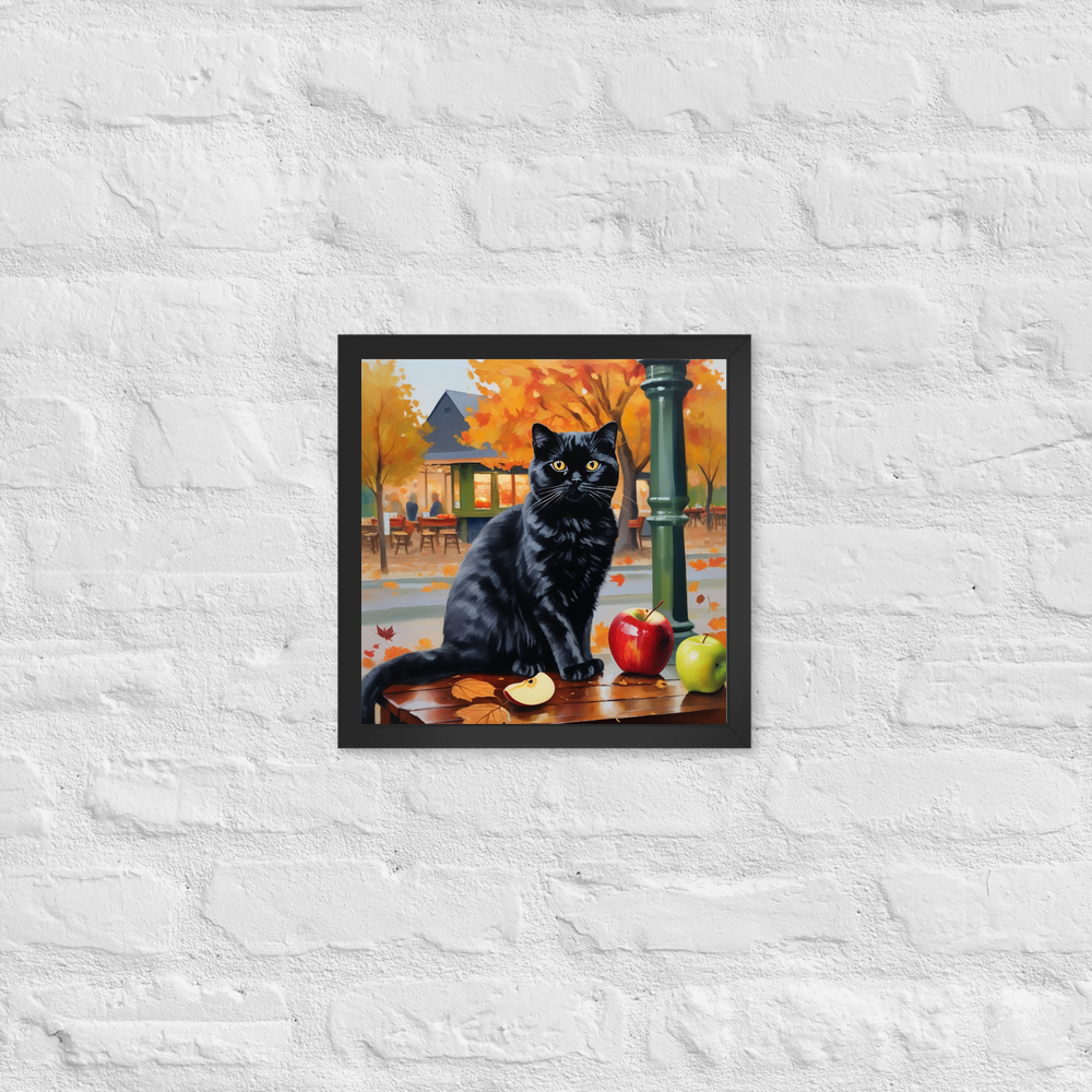 PugMug Custom Black Scottish Fold Cat Framed Print