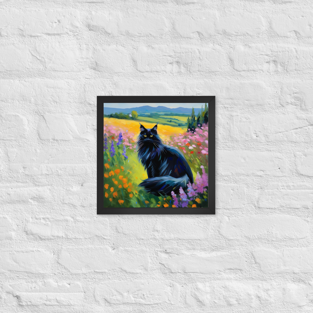 PugMug Custom Black Maine Coon Cat Framed Print