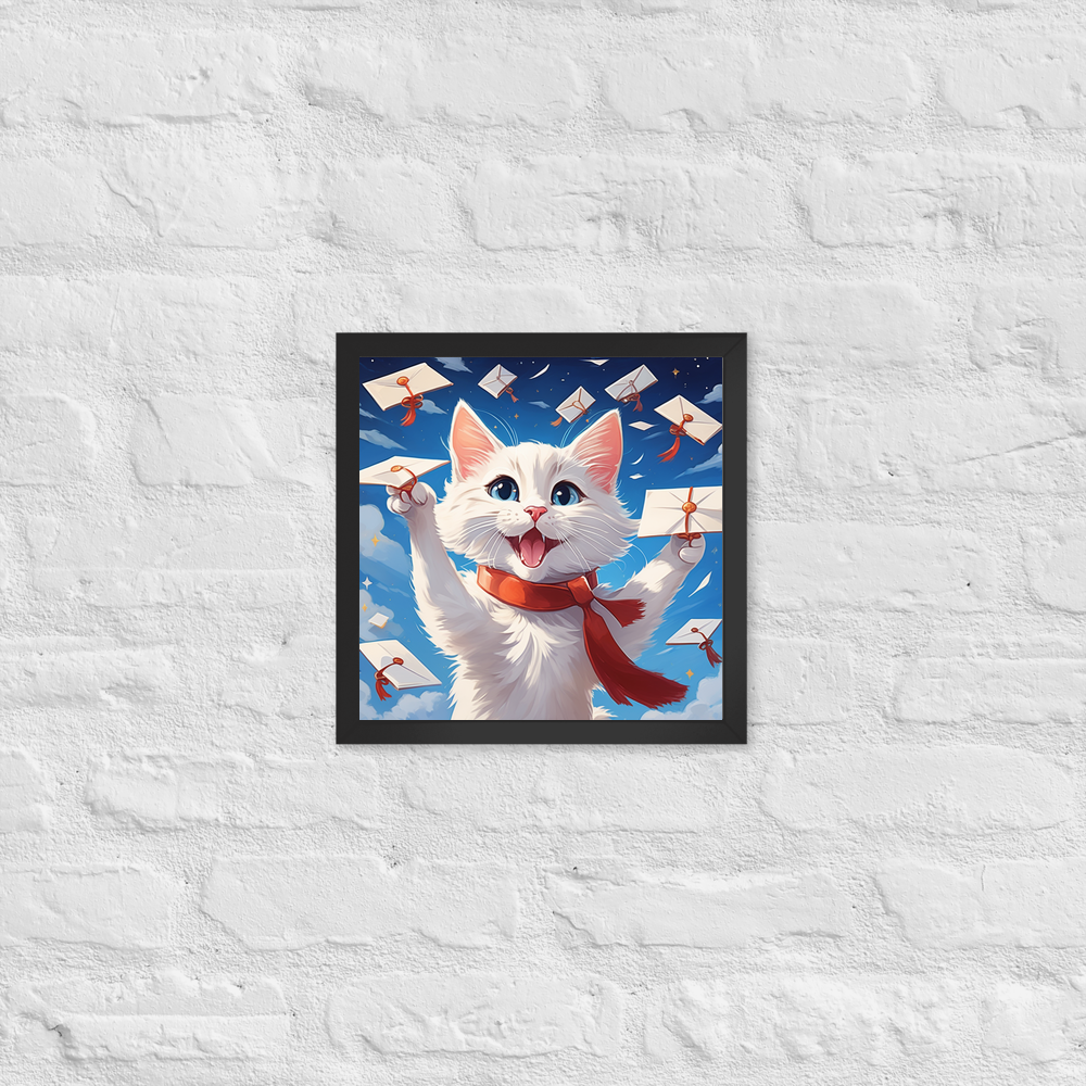 PugMug Custom White Companion Cat Framed Print