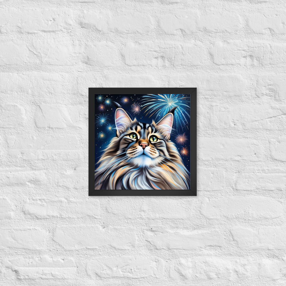 PugMug Custom Tabby Maine Coon Cat Framed Print