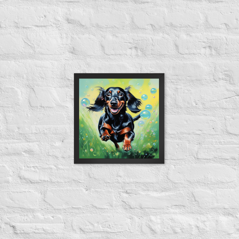 PugMug Custom Black Dachshund Framed Print