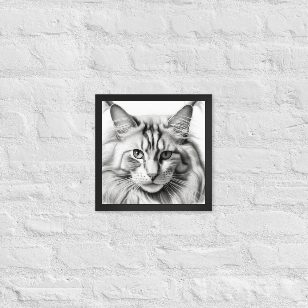 PugMug Custom White Maine Coon Cat Framed Print