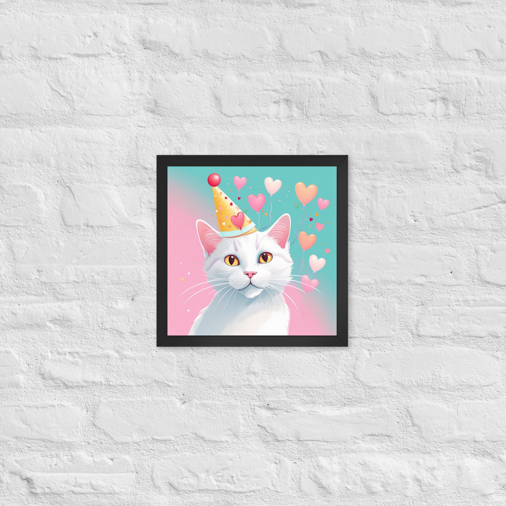 PugMug Custom White Companion Cat Framed Print