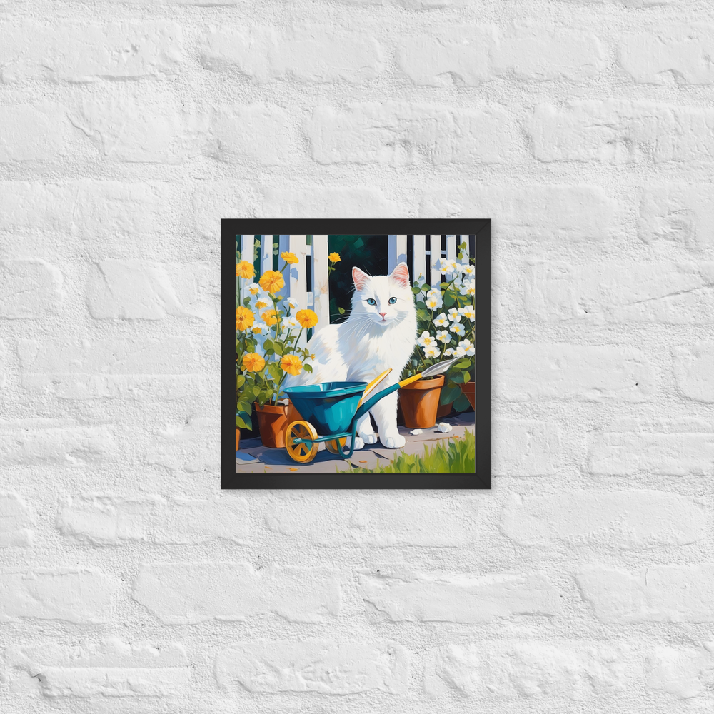 PugMug Custom White Companion Cat Framed Print