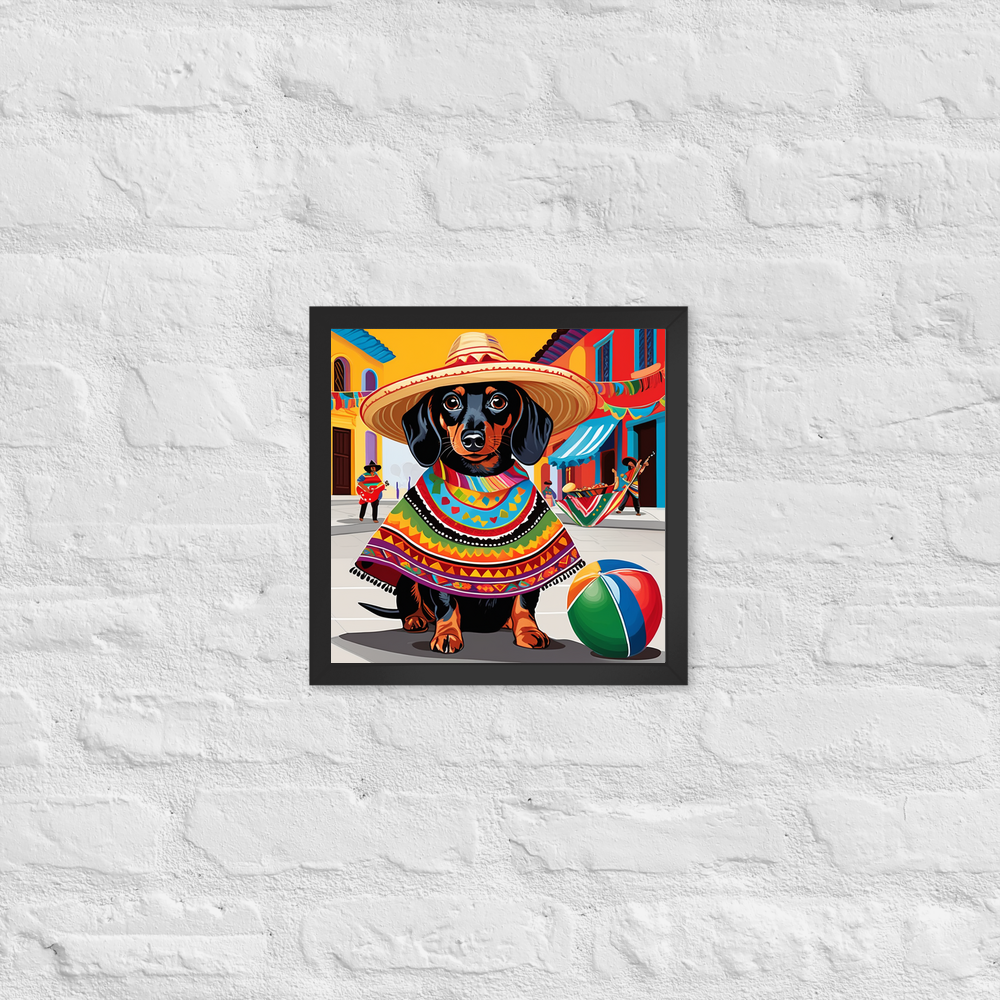 PugMug Custom Black Dachshund Framed Print