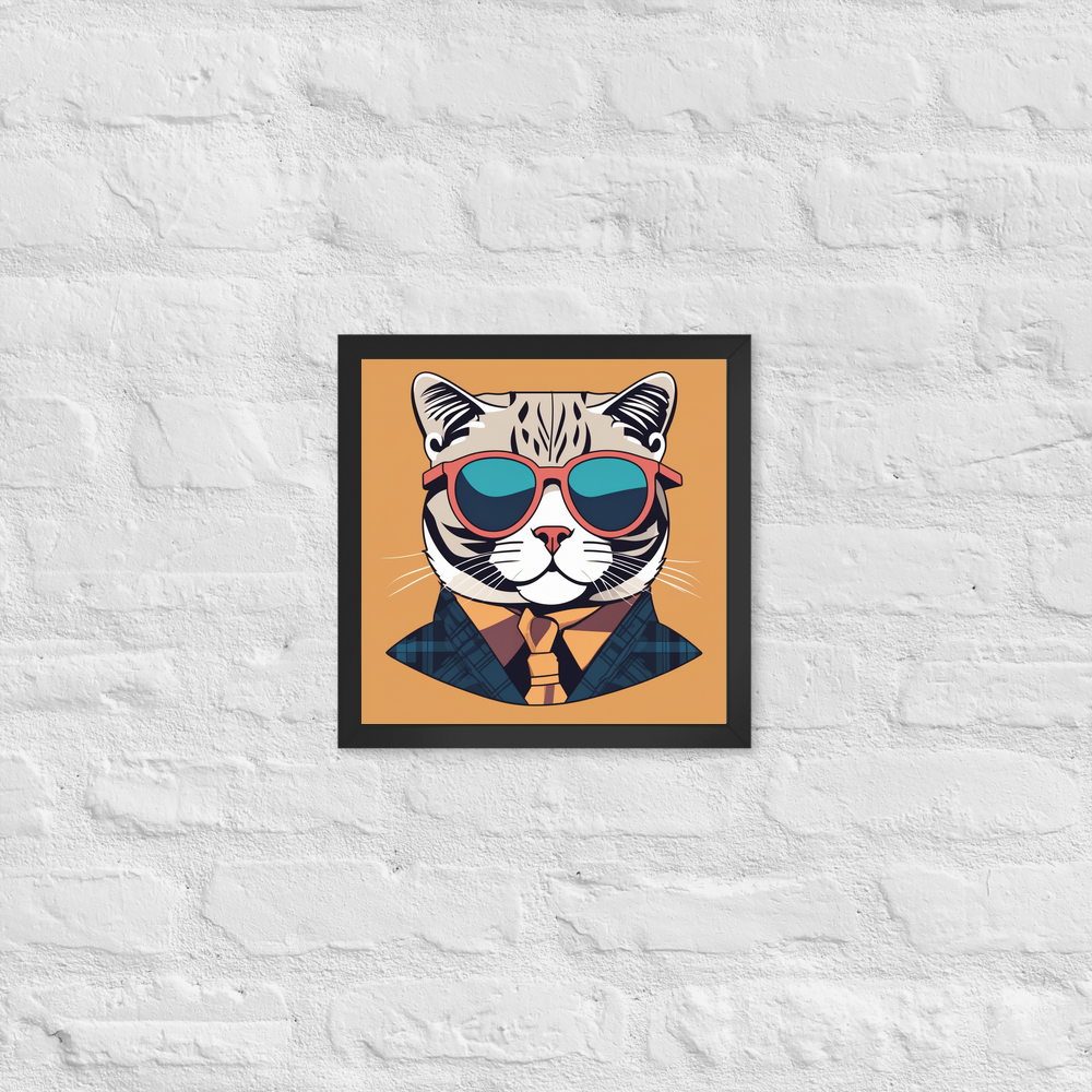 PugMug Custom Tabby Scottish Fold Cat Framed Print