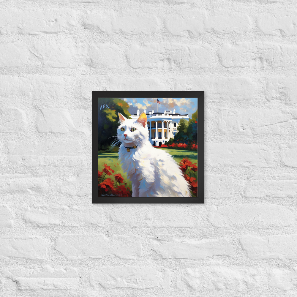 PugMug Custom White Companion Cat Framed Print